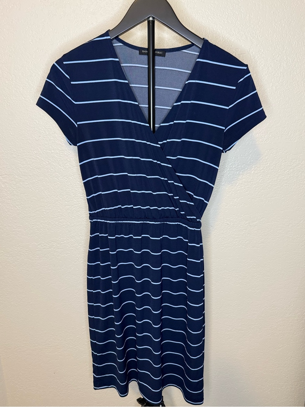 Banana Republic‎ Navy and Light Blue Striped Wrap Dress - Women